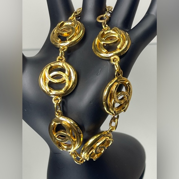 CHANEL CC Logo Gold Tone Bracelet - Picture 11 of 11